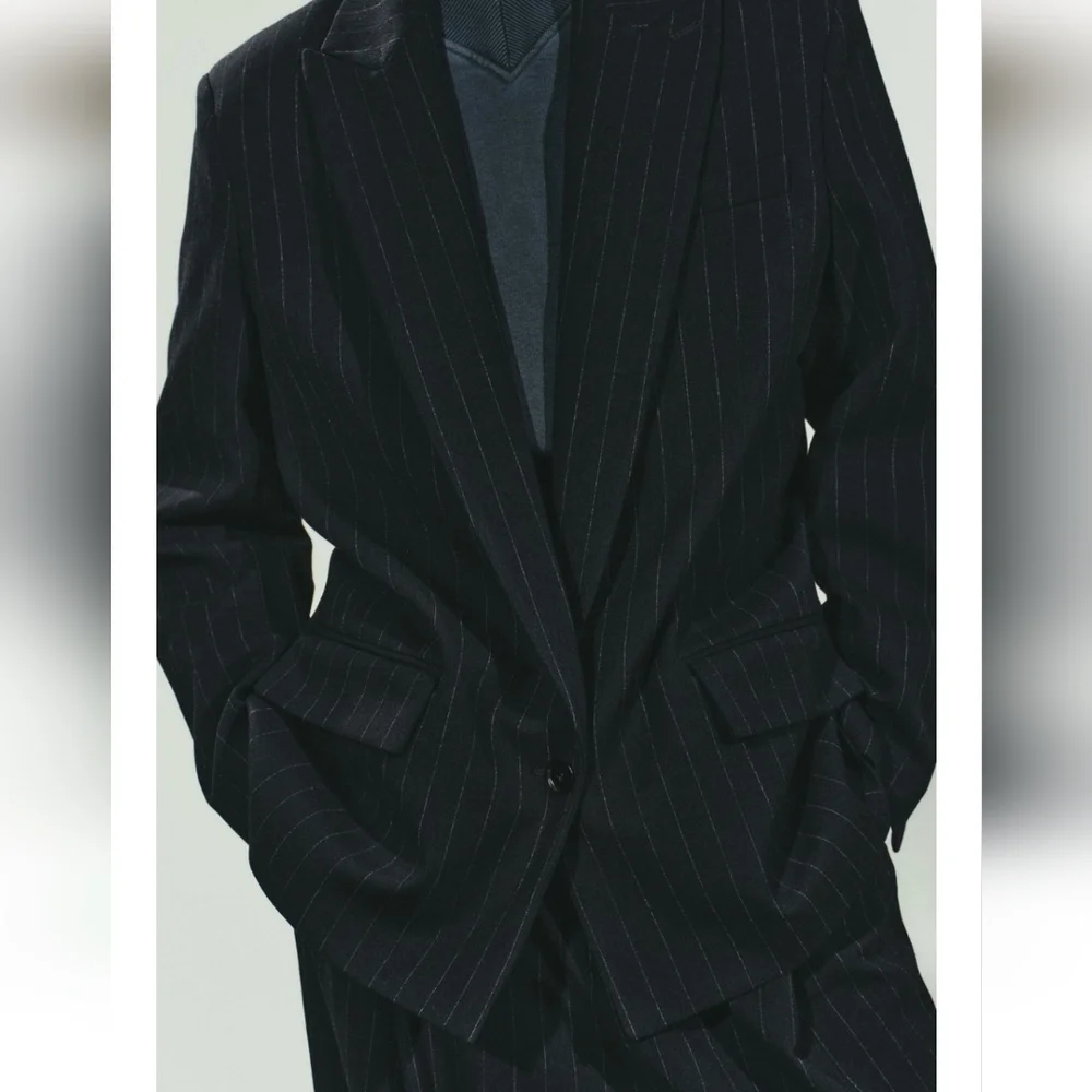 ZARA PINSTRIPE OVERSIZED BLAZER WITH POCKETS SIZE M - Picture 13 of 14